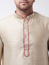 Vastramay Men's Beige And Maroon Silk Blend Kurta Churidar Set